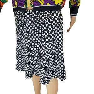 J McLaughlin Skater Skirt Black White Geographic Print Elastic Waist Size Medium